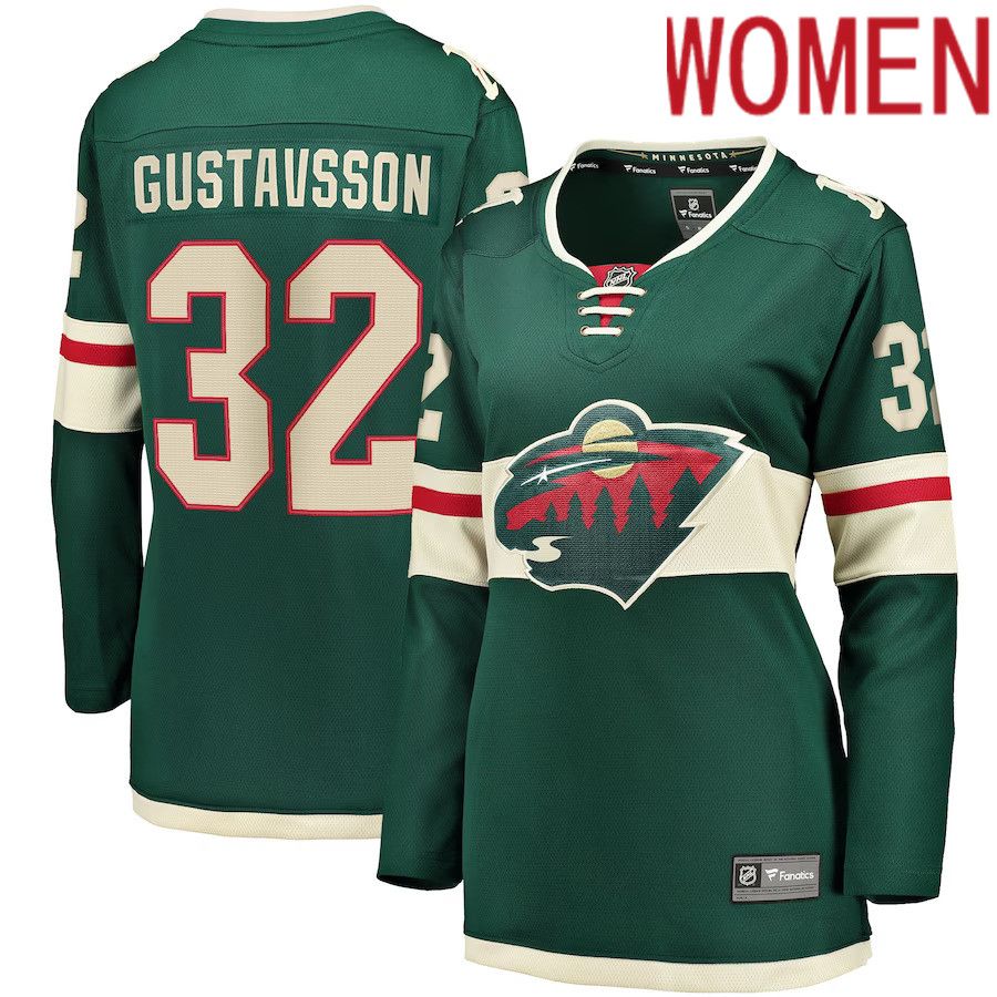 Women Minnesota Wild 32 Filip Gustavsson Fanatics Branded Green Home Breakaway Player NHL Jersey